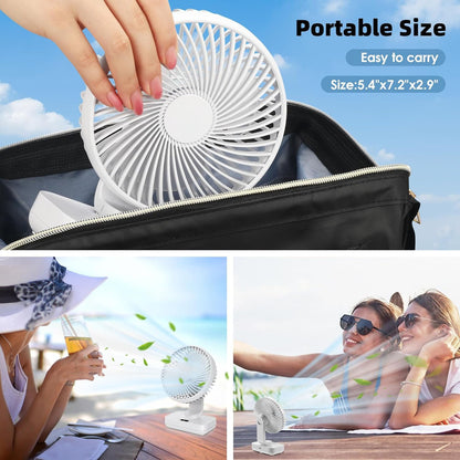 PLAYHOT RotateAir Mini 5.5'' Auto Oscillating Rechargeable Fan 4000mAh, 4 Speeds, LED Screen, Small USB Desk Fan Portable for Home,Bedroom, Office,Travel,Camping