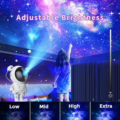 PLAYHOT Galaxy Star Projector Night Light - Astronaut Space Projector with Starry Nebula, LED Ceiling Lamp, Timer, and Remote, Ideal Kids Room Decor for Christmas, Birthdays, Valentine's Day